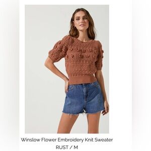 Astr Brown Knit Short Sleeve Sweater